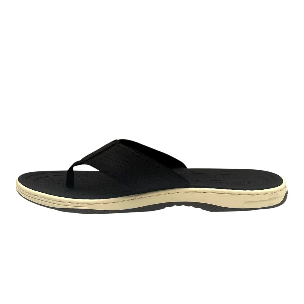Sperry Men's Havasu Perf Leather Thong Sandal Size 13 Black Comfort Casual Style